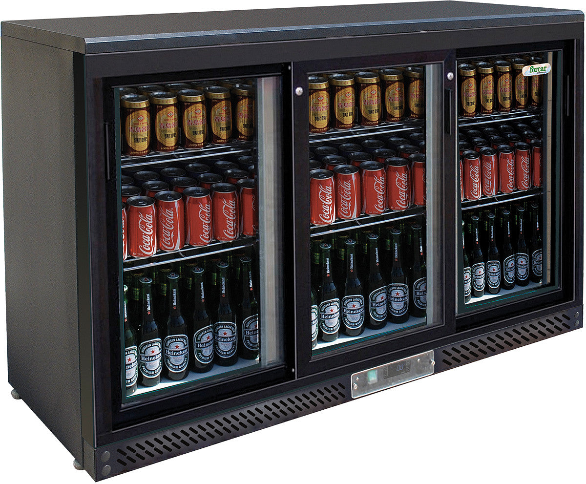 Flaschenkühlschrank - 335 Liter - 3-türig - Schiebetüren - Schwarz lackiert