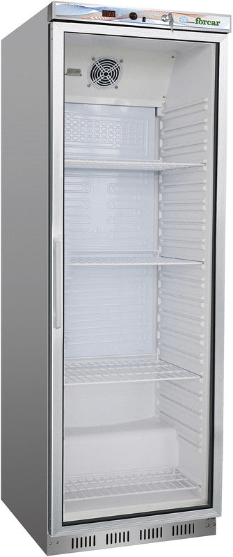 Tiefkühlschrank - 340 Liter - 1-türig - Glastür - Edelstahl
