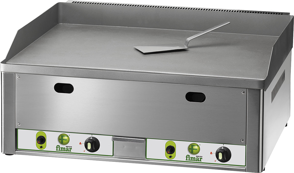 Elektro-Grillplatte Tischgerät - 2 Heizzonen 50-300°C - 400V / 6kW - 665x570x300mm - Glatte Grillplatte
