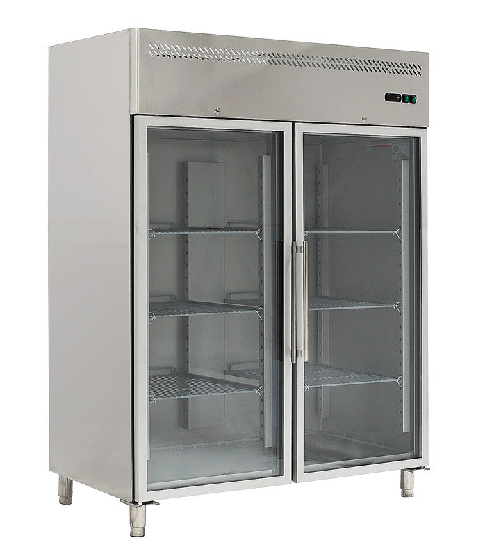 Kühlschrank mit 2 Glastüren - 1300 Liter - Edelstahl