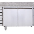 Pizzatisch - 2 Türen und 7 Schubladen - Granitarbeitsplatte - 386 Liter - Umluft - Edelstahl