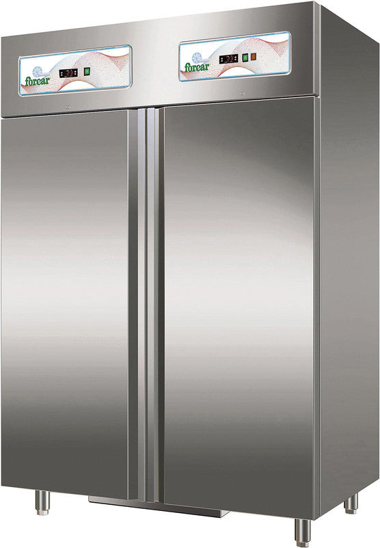Statisch Kühl- und Tiefkühlschrank - 2-türig - 2 Temperaturzonen - GN2/1 - AISI304