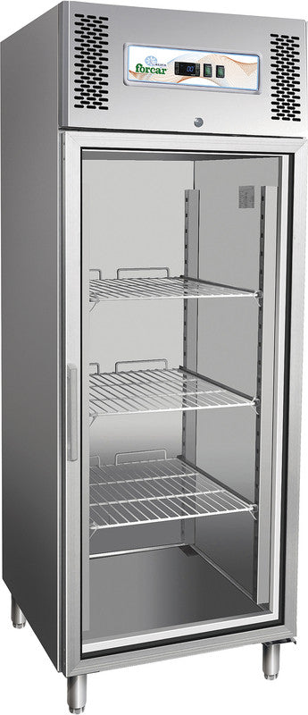 Tiefkühlschrank mit Glastür - GN 2/1 - 650 Liter - Edelstahl AISI304
