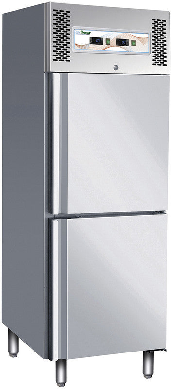 Umluft Kühl- und Tiefkühlschrank - 2 Temperaturzonen - Edelstahl AISI304