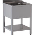 Spültisch mit Ablageboden - 600 x 700 x 850 mm - Edelstahl