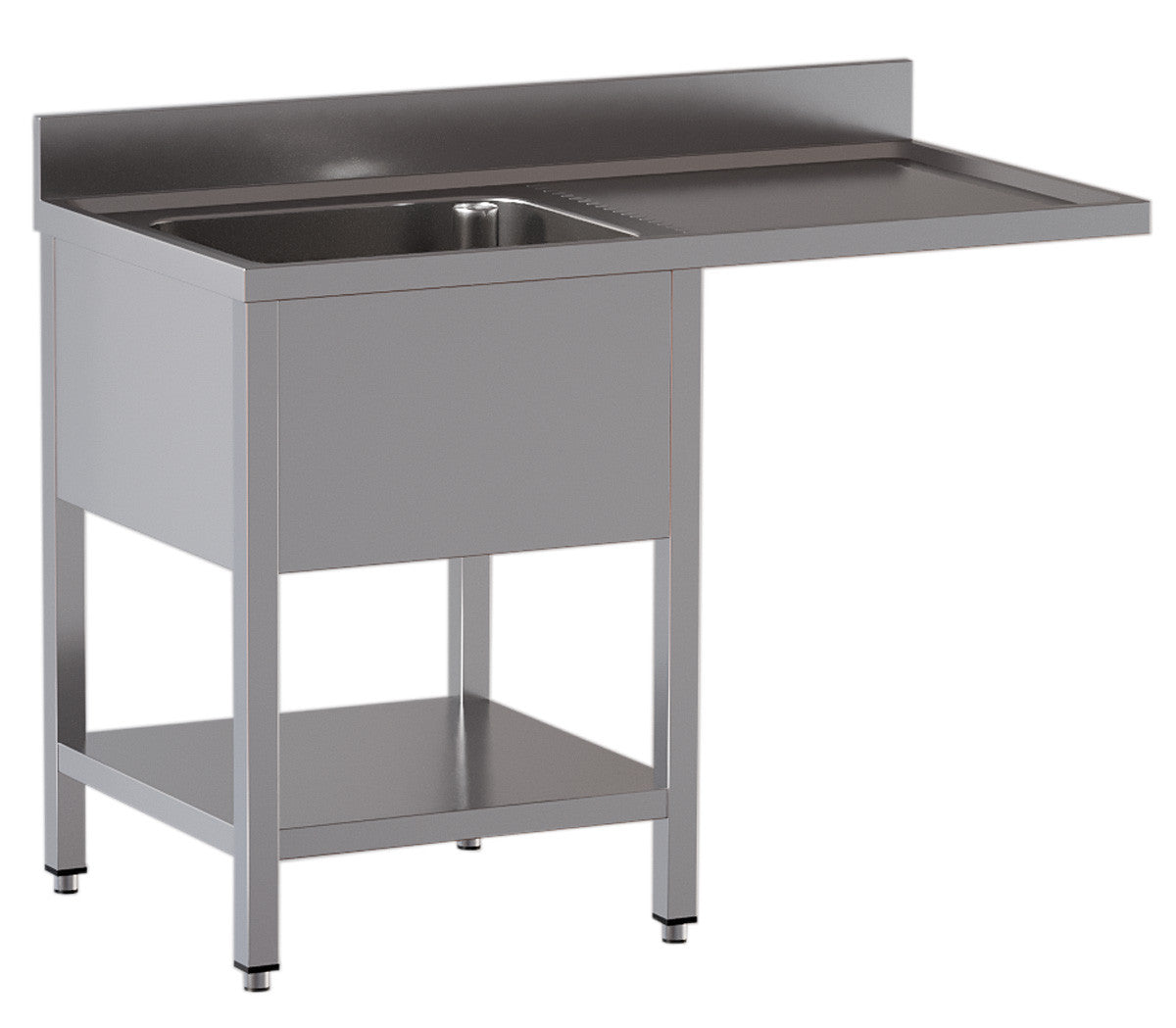 Spülcenter offen mit Becken links ve Abtropffläche rechts - 1200 x 700 x 850 mm - Edelstahl