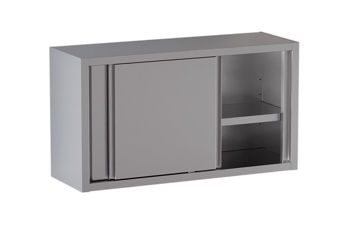 Wandhängeschrank 1200 x 400 x 650 mm - Edelstahl - Mit Schiebetüren - Inklusive Wandhalterung