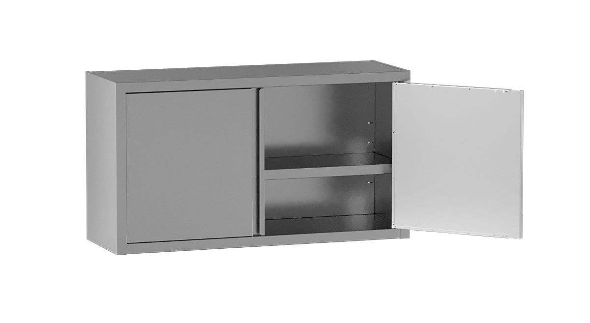 Wandhängeschrank 600 x 400 x 650 mm - Edelstahl - Mit Flügeltüren - Inklusive Wandhalterung