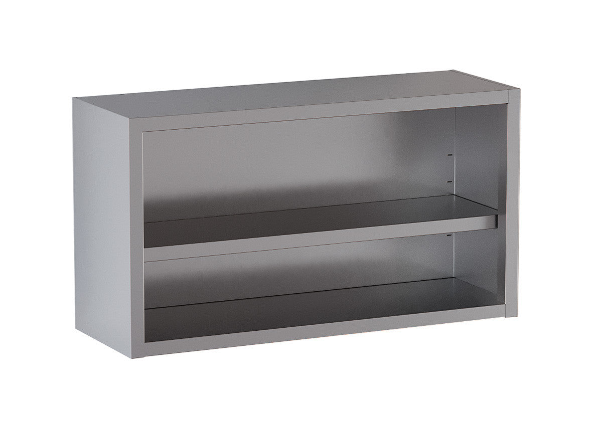 Wandhängeschrank 1400 x 400 x 650 mm - Edelstahl - offen - Inklusive Wandhalterung