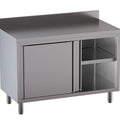 Arbeitsschrank mit Schiebetüren und Aufkantung - 2000 x 600 x 850 mm - Edelstahl