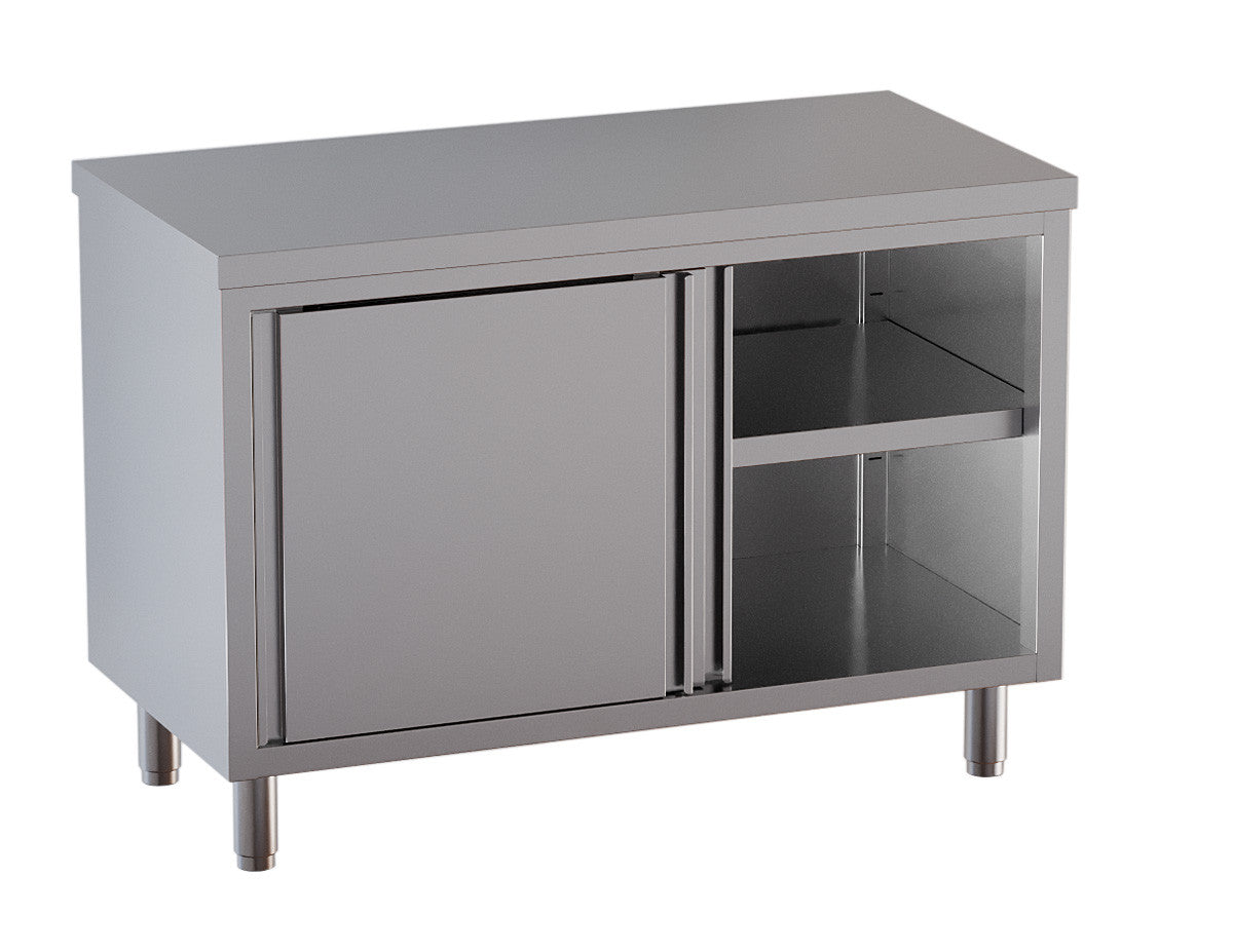 Arbeitsschrank mit Schiebetüren - 1200 x 600 x 850 mm - Edelstahl