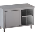 Arbeitsschrank mit Schiebetüren - 1400 x 600 x 850 mm - Edelstahl