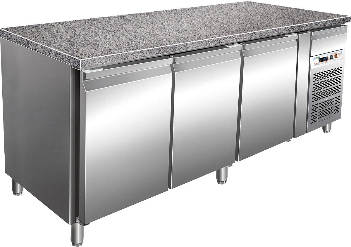 Kühltisch Bäckerei T800 mit Granitarbeitsplatte - 613 Liter - Professional - Umluft - Edelstahl AISI304