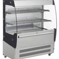 Kühl-Wandvitrine - 200 Liter - Umluft - Vorne Offen - Edelstahl (Breit)