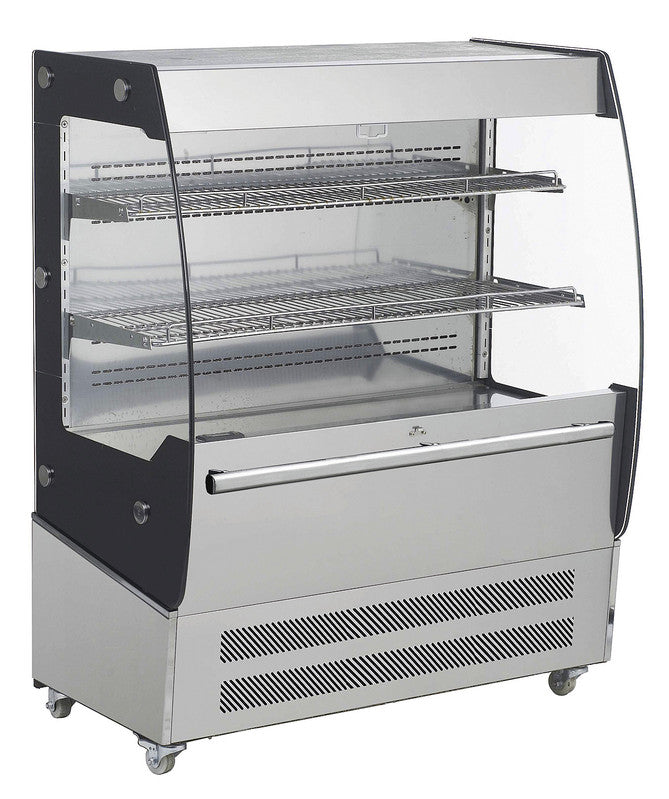 Kühl-Wandvitrine - 200 Liter - Umluft - Vorne Offen - Edelstahl (Breit)