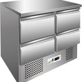 Saladette - Kühltisch Statisch GN1/1 mit 4 Schubladen - 240 Liter - Professional - Edelstahl AISI304