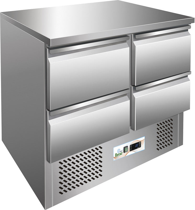 Saladette - Kühltisch Statisch GN1/1 mit 4 Schubladen - 240 Liter - Professional - Edelstahl AISI304