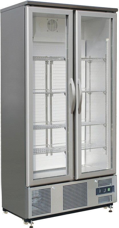 Edelstahl Getränkekühlschrank - 490 Liter - 2-türig - Glastüren
