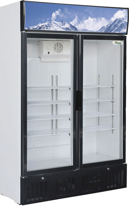 Getränkekühlschrank - 620 Liter - 2-türig - Glastür - mit Werbetafel
