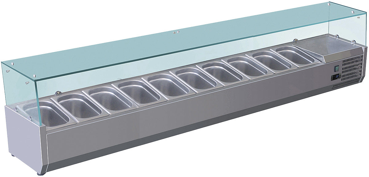 Aufsatzvitrine GN1/4 - 10 x GN1/4 Kapazität - Statisch - Edelstahl