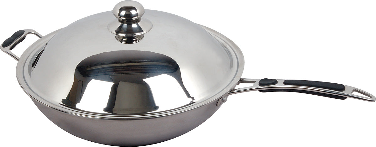 Profi WOK Pfanne - Edelstahl - Passend für Induktion - Durchmesser: 360 mm